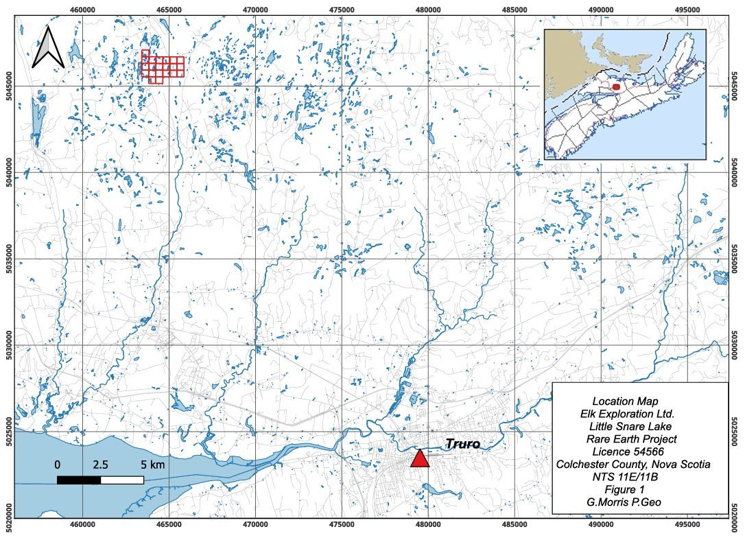 Claim map showing Debert Lake north of Little Snare Lake.